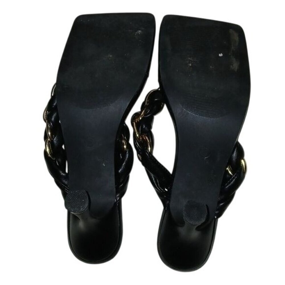 Cape Robbin Black Leather Chain Thong Sandals - Picture 4 of 4